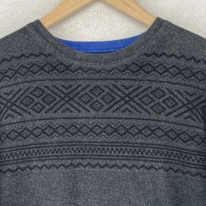 EDDIE BAUER Sweater Mens L Fair Isle Nordic Jumper Pullover Cotton UK Gray